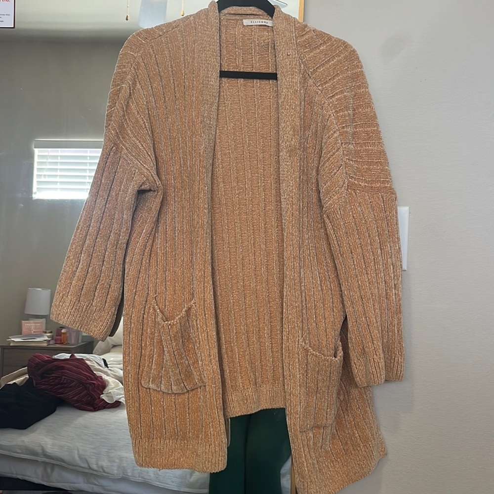 Gold chenille cardigan